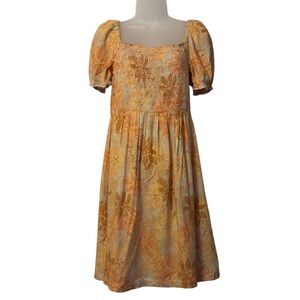 Roxy Floral Midi Dress Yellow Women’s Size Small